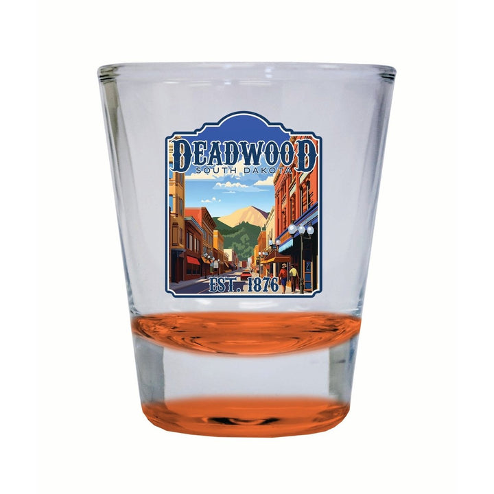 Deadwood South Dakota Wild West Design Souvenir 2 Ounce Shot Glass Round Image 1