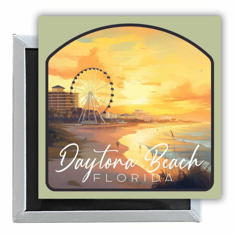 Daytona Beach Florida Boardwalk Ferris Wheel Design Souvenir 2.5 x 2.5-Inch Fridge Magnet Image 1