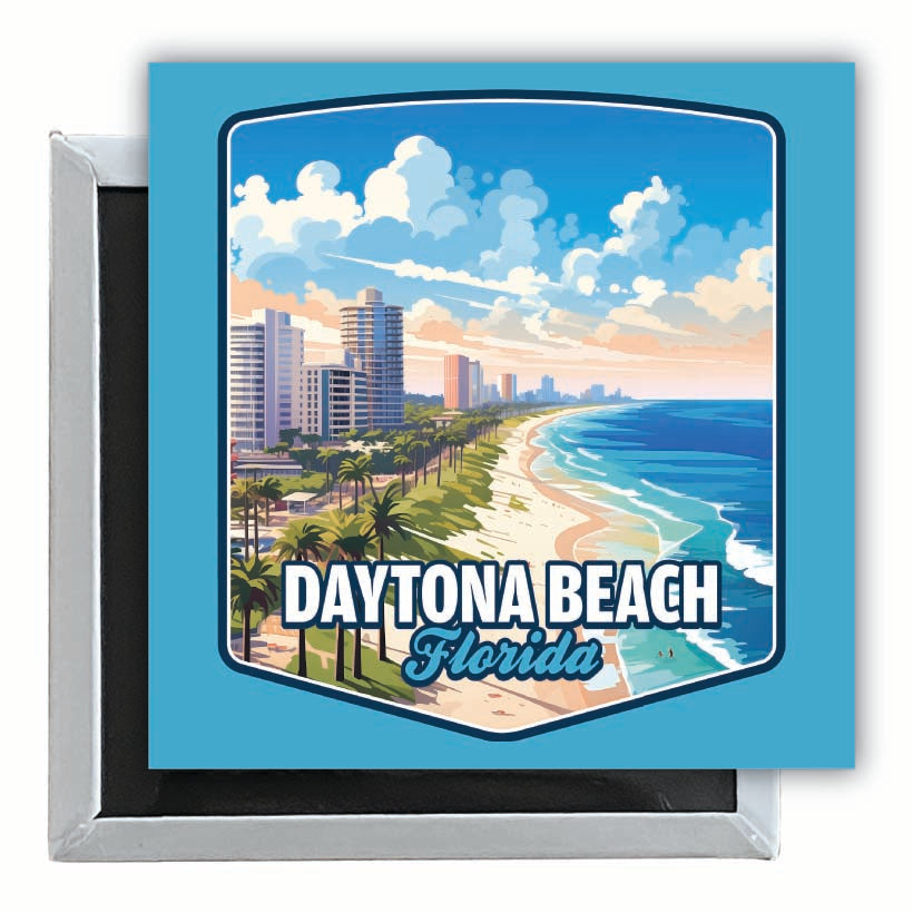 Daytona Beach Florida Ocean Shoreline Design Souvenir 2.5 x 2.5-Inch Fridge Magnet Image 1