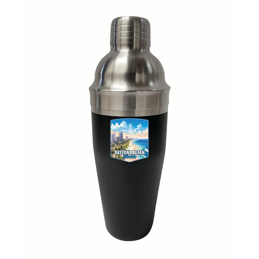 Daytona Beach Florida Ocean Shoreline Design Souvenir 24 oz Stainless Steel Cocktail Shaker Black Image 1