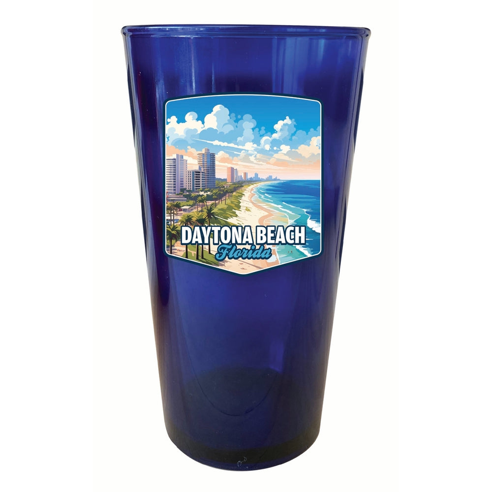 Daytona Beach Florida Ocean Shoreline Design Souvenir Plastic 16 oz pint Image 2