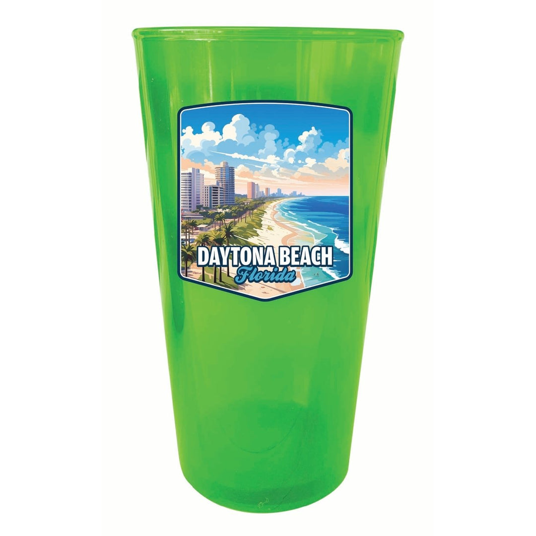 Daytona Beach Florida Ocean Shoreline Design Souvenir Plastic 16 oz pint Image 3