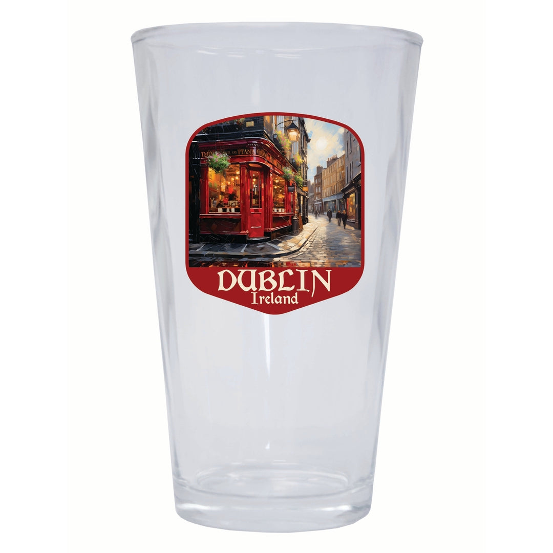 Dublin Ireland Red Pub Design Souvenir 16 oz Pint Glass Image 1