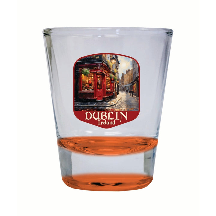 Dublin Ireland Red Pub Design Souvenir 2 Ounce Shot Glass Round Image 1