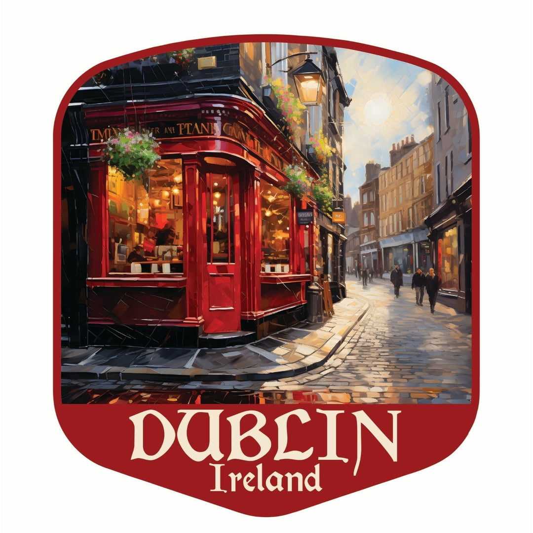 Dublin Ireland Red Pub Design Souvenir Die Cut Flat Magnet Image 1