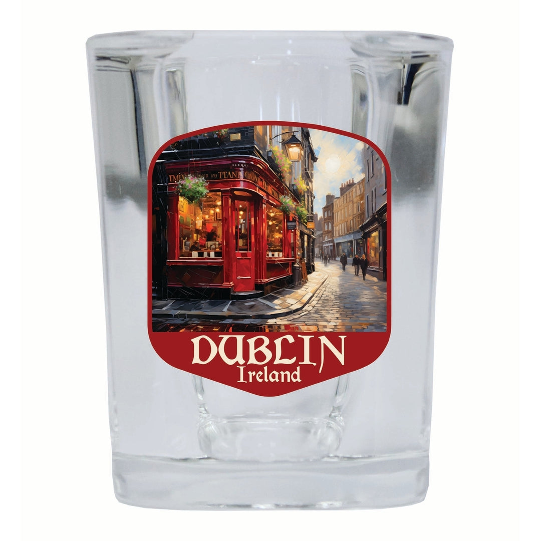 Dublin Ireland Red Pub Design Souvenir 2 Ounce Shot Glass Square Image 1