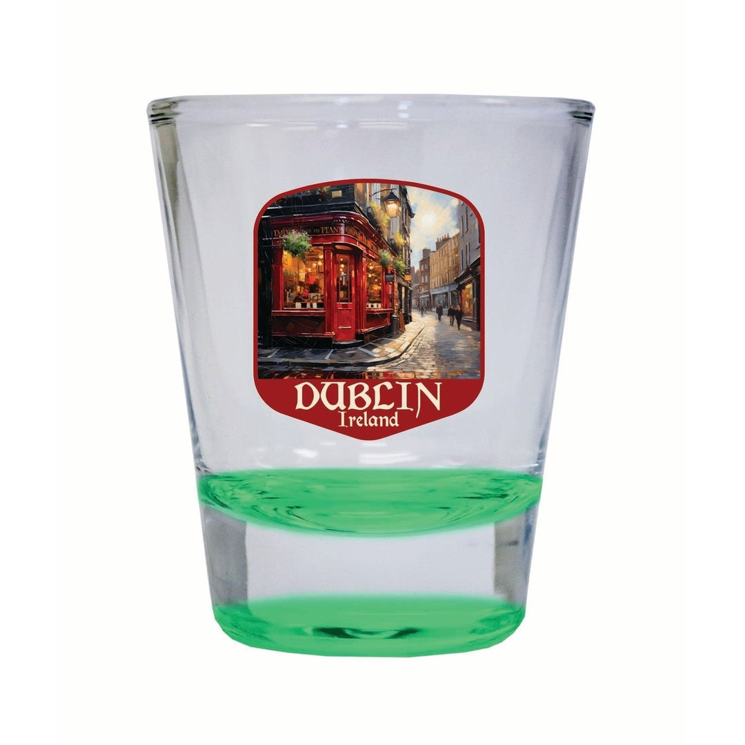 Dublin Ireland Red Pub Design Souvenir 2 Ounce Shot Glass Round Image 2