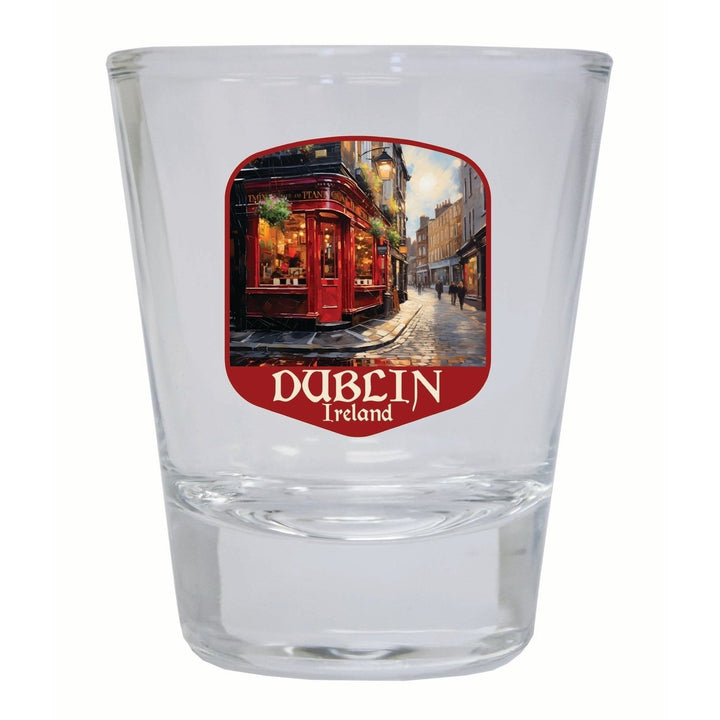 Dublin Ireland Red Pub Design Souvenir 2 Ounce Shot Glass Round Image 3