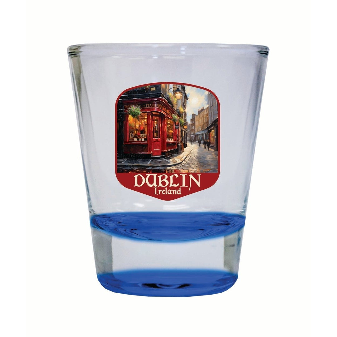 Dublin Ireland Red Pub Design Souvenir 2 Ounce Shot Glass Round Image 4