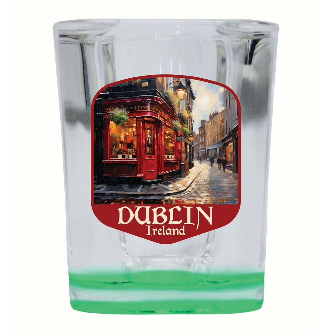 Dublin Ireland Red Pub Design Souvenir 2 Ounce Shot Glass Square Image 3