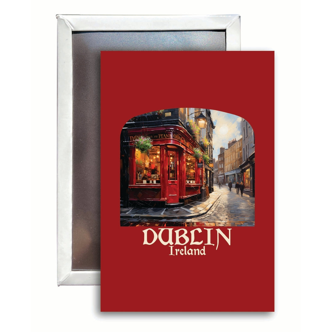 Dublin Ireland Red Pub Design Souvenir Refrigerator Magnet 2.5"X3.5" Image 1