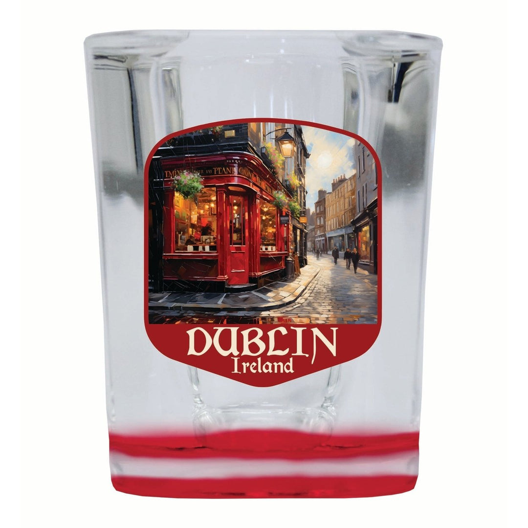 Dublin Ireland Red Pub Design Souvenir 2 Ounce Shot Glass Square Image 4