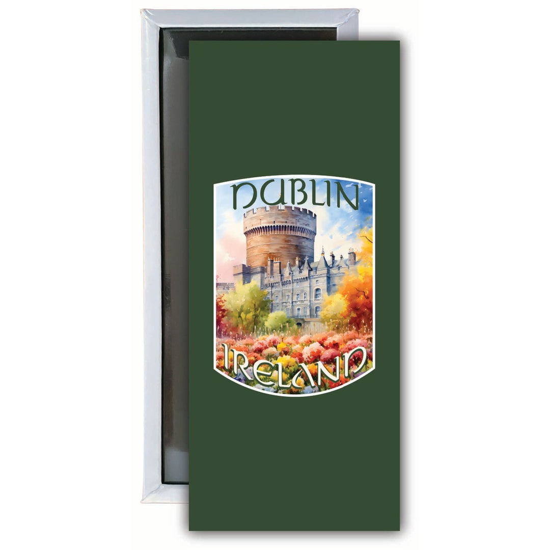 Dublin Ireland Watercolor Dublin Castle Design Souvenir Fridge Magnet 4.75 x 2 Inch Image 1