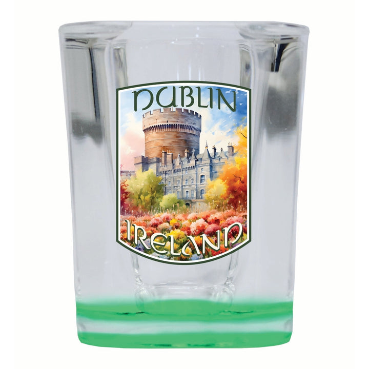 Dublin Ireland Watercolor Dublin Castle Design Souvenir 2 Ounce Shot Glass Square Image 1