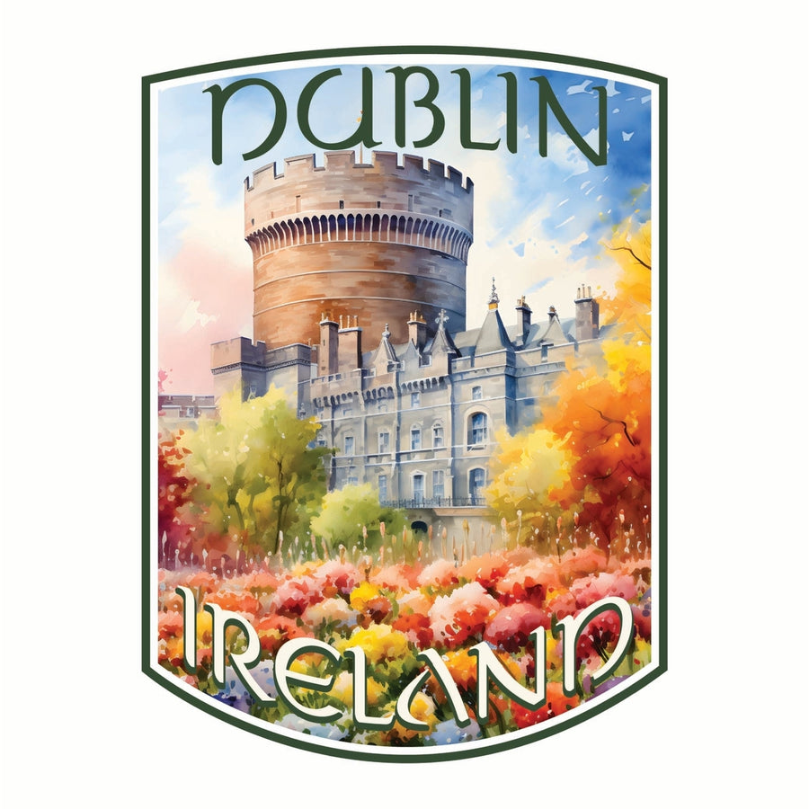 Dublin Ireland Watercolor Dublin Castle Design Souvenir Die Cut Flat Magnet Image 1