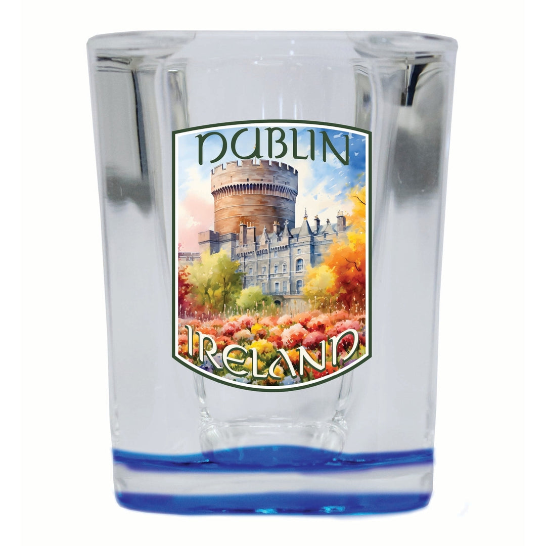 Dublin Ireland Watercolor Dublin Castle Design Souvenir 2 Ounce Shot Glass Square Image 2