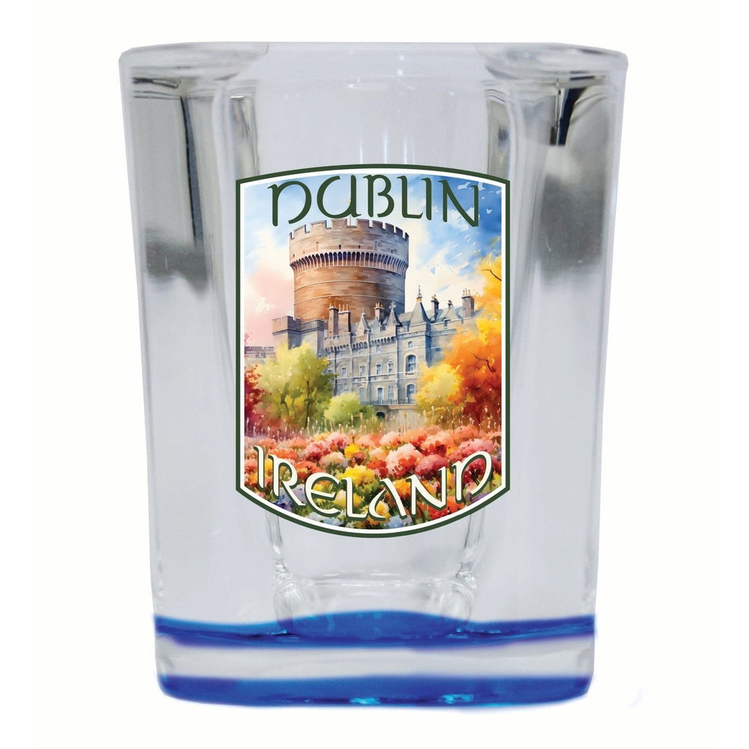 Dublin Ireland Watercolor Dublin Castle Design Souvenir 2 Ounce Shot Glass Square Image 1