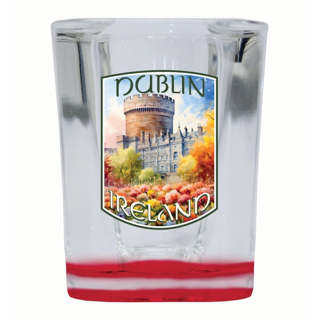 Dublin Ireland Watercolor Dublin Castle Design Souvenir 2 Ounce Shot Glass Square Image 1