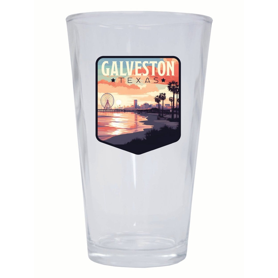 Galveston Texas Pleasure Pier Design Souvenir 16 oz Pint Glass Image 1