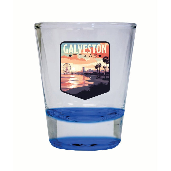 Galveston Texas Pleasure Pier Design Souvenir 2 Ounce Shot Glass Round Image 2