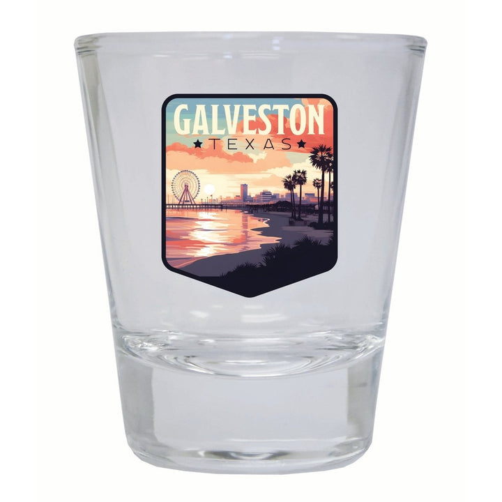 Galveston Texas Pleasure Pier Design Souvenir 2 Ounce Shot Glass Round Image 3