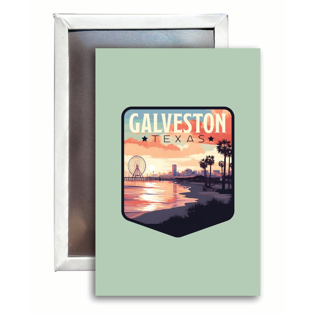 Galveston Texas Pleasure Pier Design Souvenir 2x3-Inch Fridge Magnet Image 1