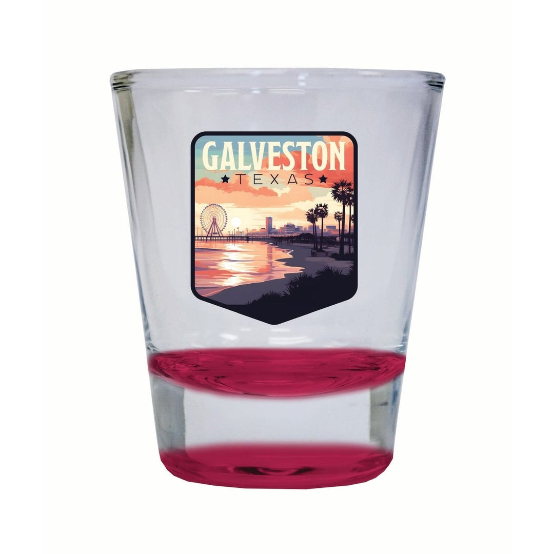 Galveston Texas Pleasure Pier Design Souvenir 2 Ounce Shot Glass Round Image 4