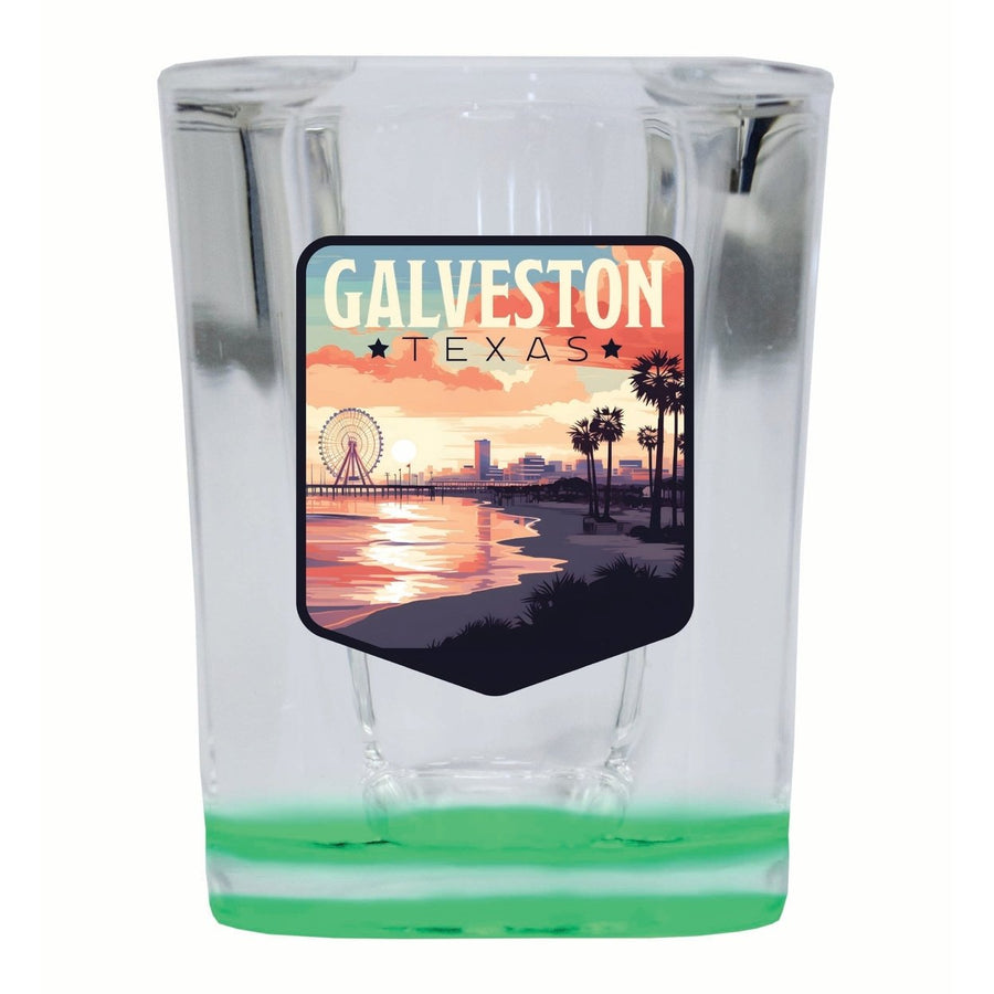 Galveston Texas Pleasure Pier Design Souvenir 2 Ounce Shot Glass Square Image 1