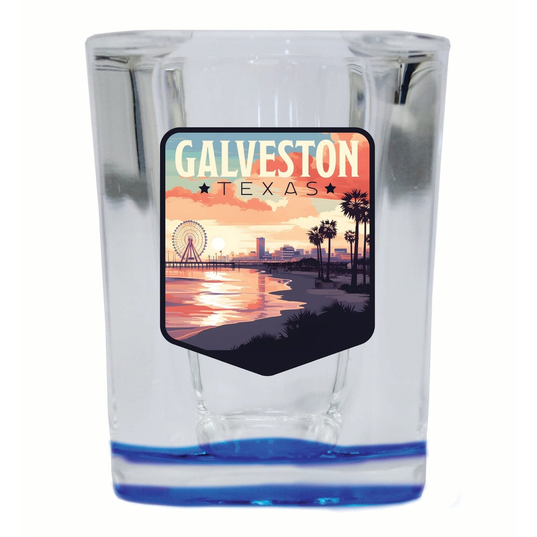 Galveston Texas Pleasure Pier Design Souvenir 2 Ounce Shot Glass Square Image 3