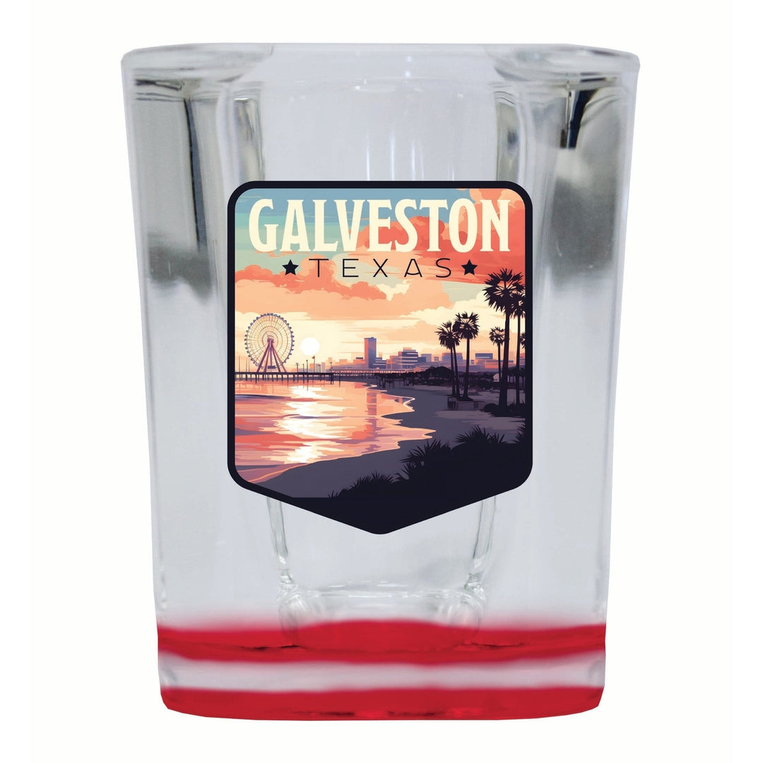 Galveston Texas Pleasure Pier Design Souvenir 2 Ounce Shot Glass Square Image 4