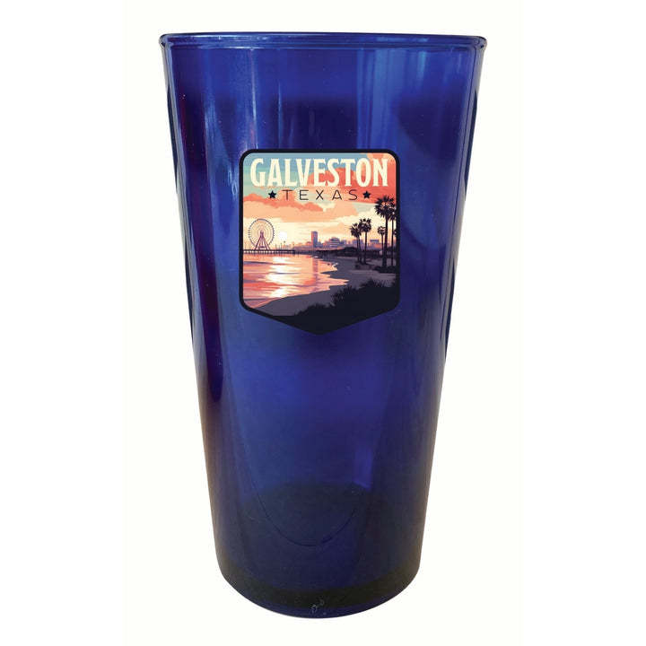 Galveston Texas Pleasure Pier Design Souvenir Plastic 16 oz pint Image 1