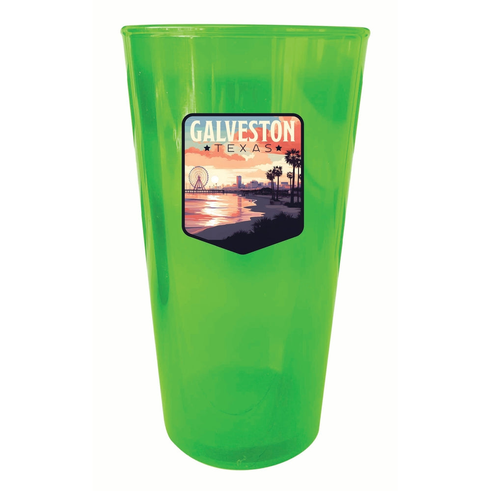 Galveston Texas Pleasure Pier Design Souvenir Plastic 16 oz pint Image 2