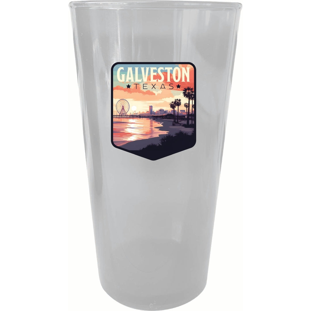 Galveston Texas Pleasure Pier Design Souvenir Plastic 16 oz pint Image 3