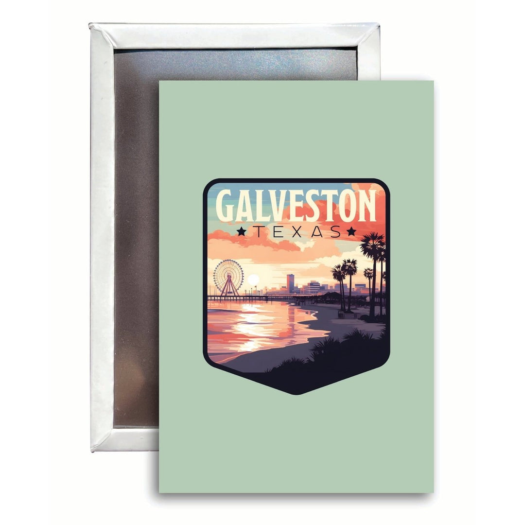 Galveston Texas Pleasure Pier Design Souvenir Refrigerator Magnet 2.5"X3.5" Image 1