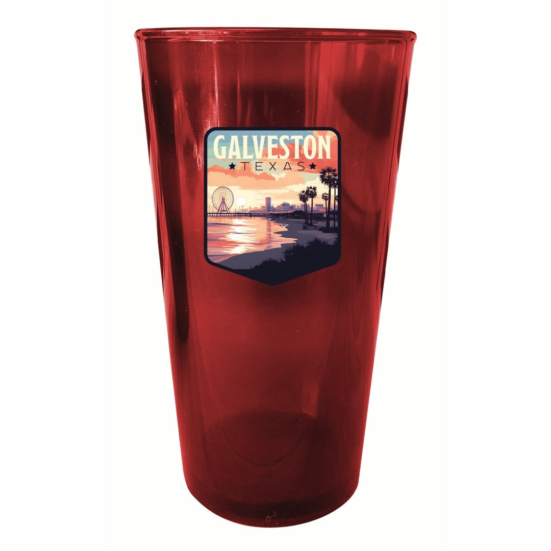 Galveston Texas Pleasure Pier Design Souvenir Plastic 16 oz pint Image 4