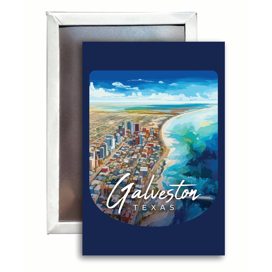 Glaveston Texas Aerial Painting Design Souvenir 2x3-Inch Fridge Magnet Image 1