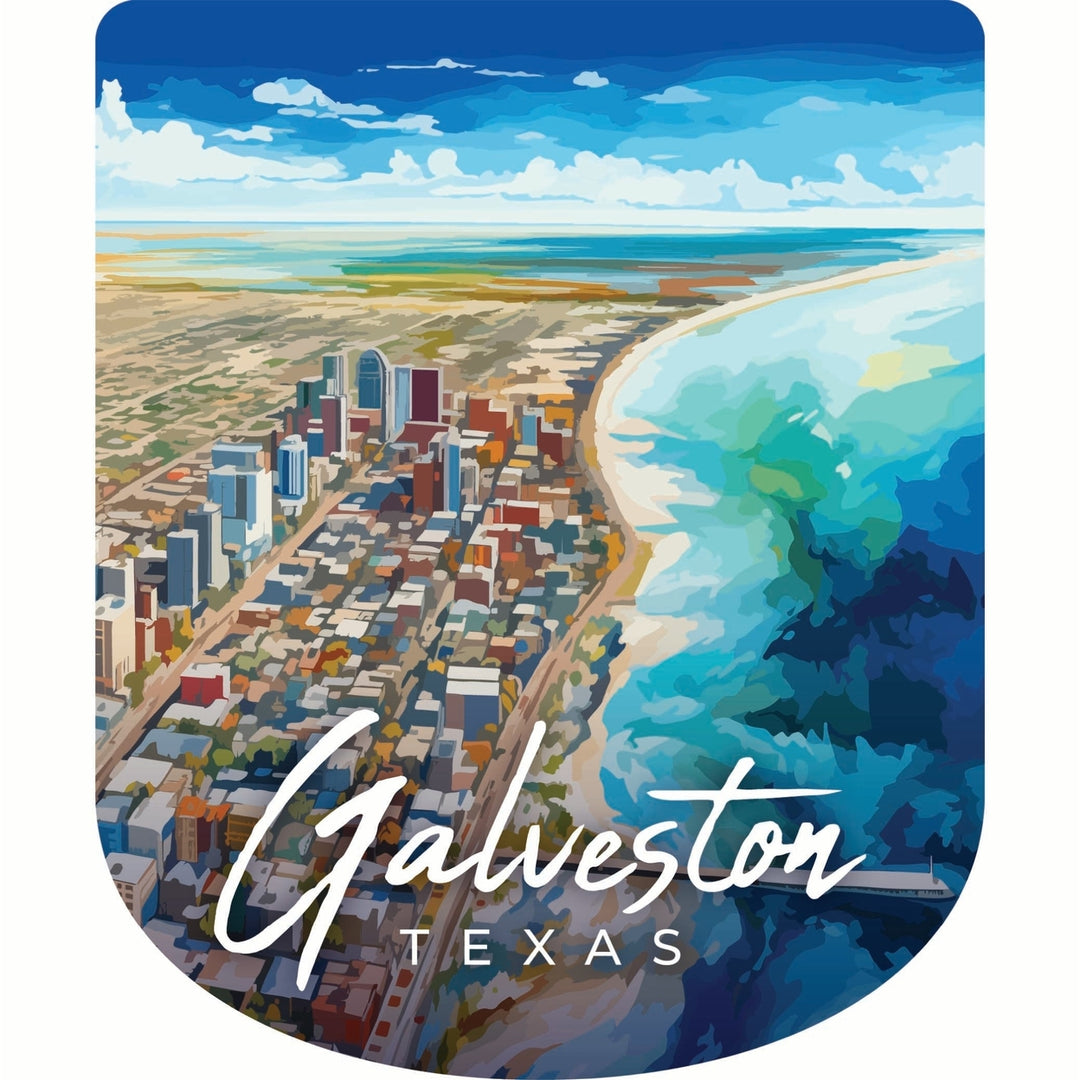 Glaveston Texas Aerial Painting Design Souvenir Die Cut Flat Magnet Image 1