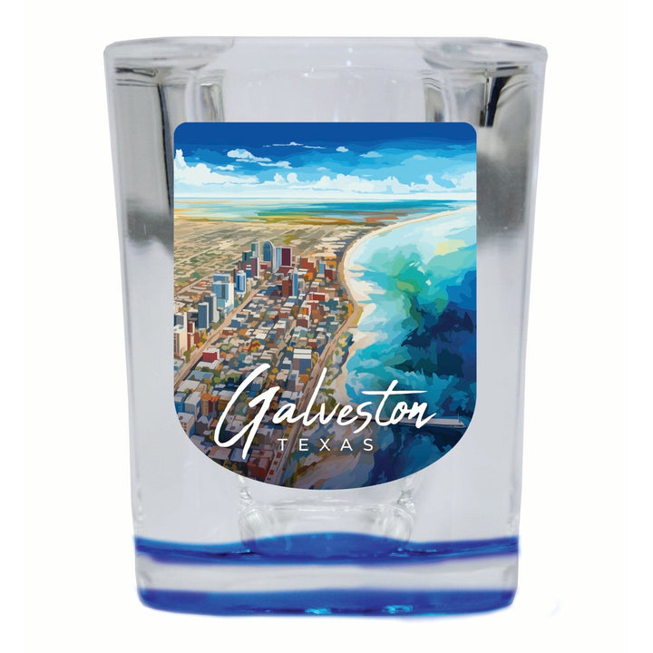 Glaveston Texas Aerial Painting Design Souvenir 2 Ounce Shot Glass Square Image 2