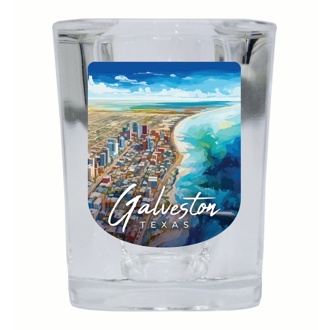 Glaveston Texas Aerial Painting Design Souvenir 2 Ounce Shot Glass Square Image 3