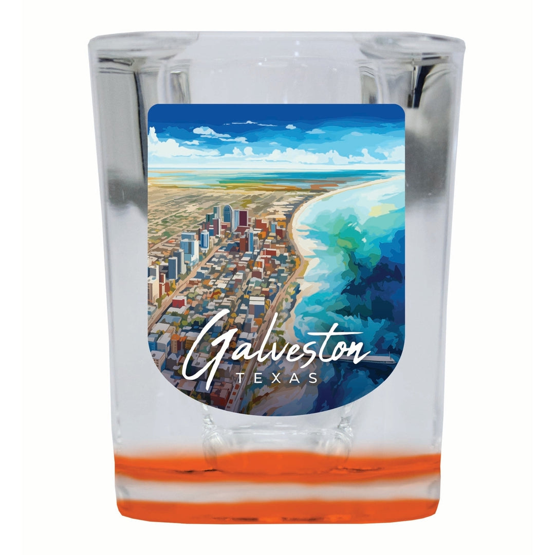 Glaveston Texas Aerial Painting Design Souvenir 2 Ounce Shot Glass Square Image 4