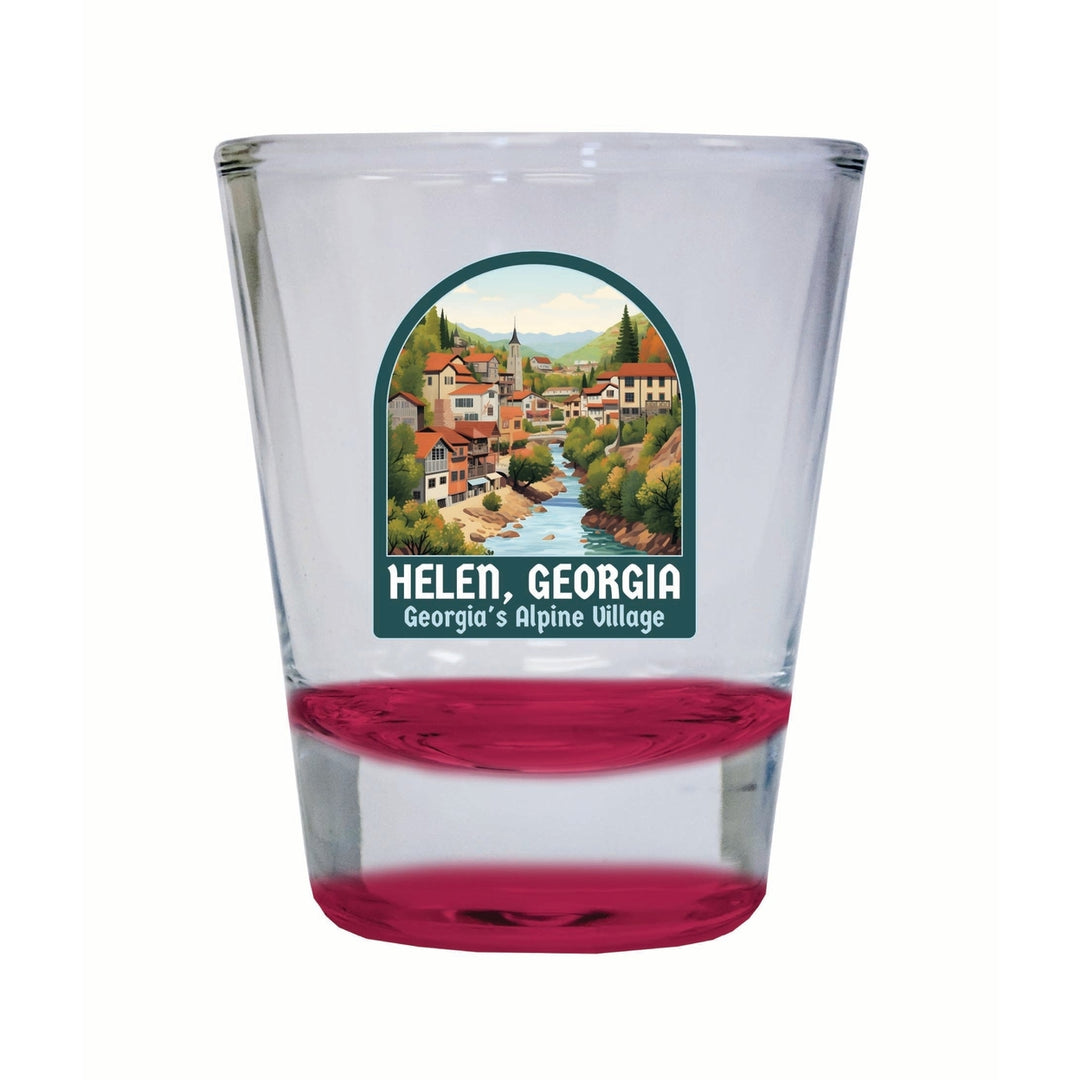 Helen Georgia Alpine Village Design Souvenir 2 Ounce Shot Glass Round Image 1