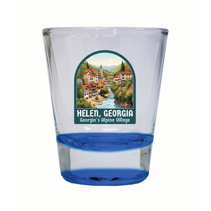 Helen Georgia Alpine Village Design Souvenir 2 Ounce Shot Glass Round Image 2