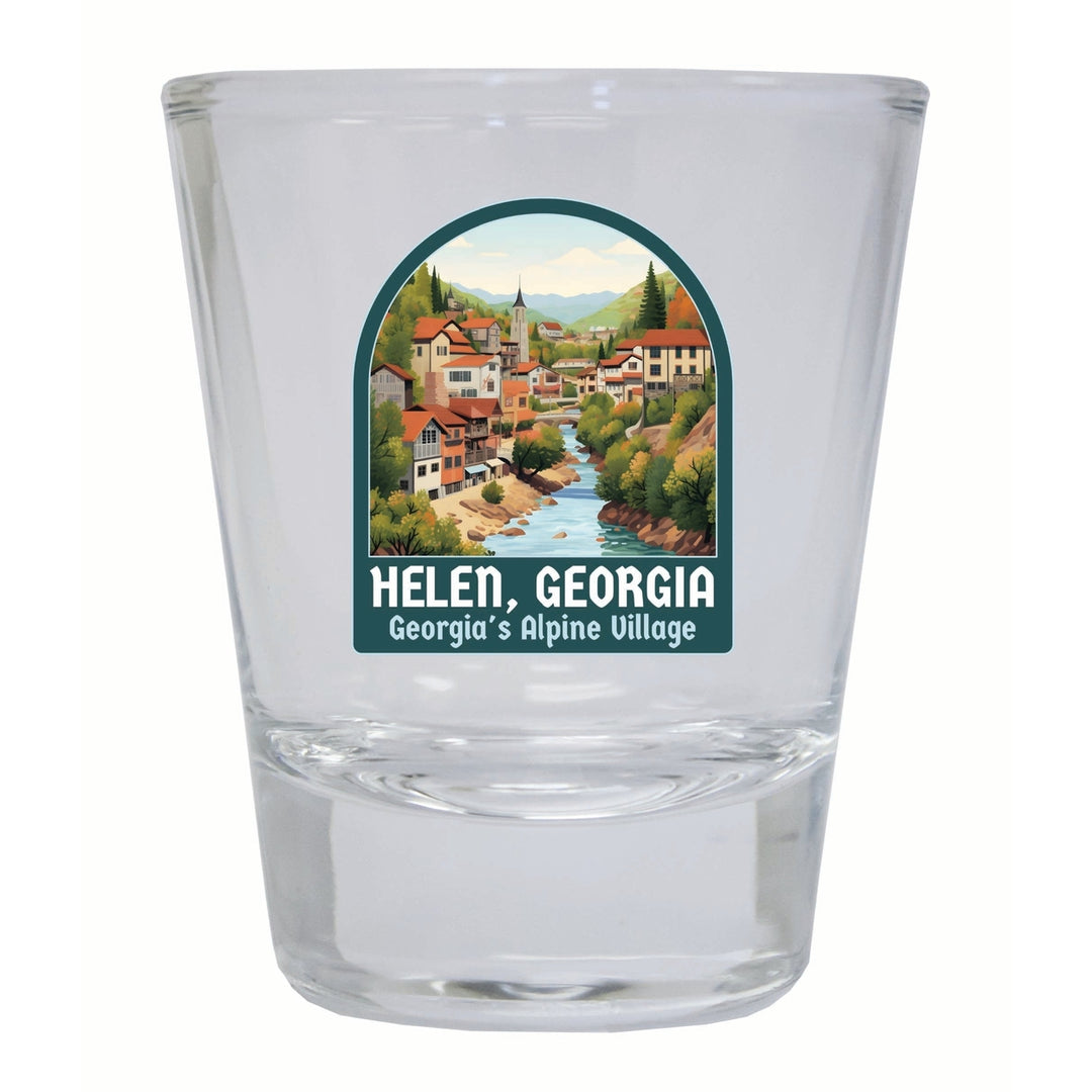 Helen Georgia Alpine Village Design Souvenir 2 Ounce Shot Glass Round Image 3