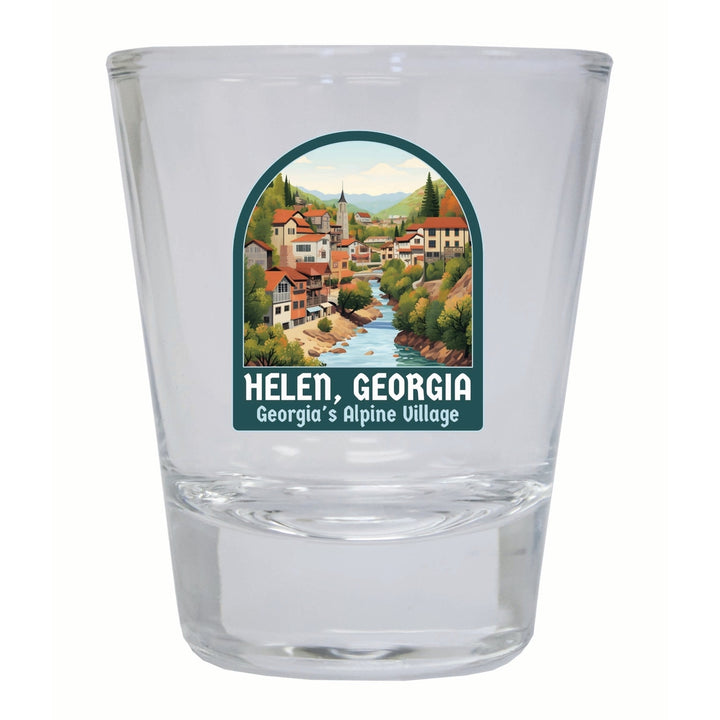 Helen Georgia Alpine Village Design Souvenir 2 Ounce Shot Glass Round Image 3