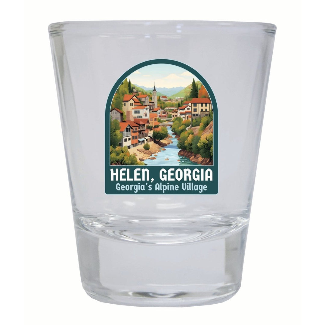 Helen Georgia Alpine Village Design Souvenir 2 Ounce Shot Glass Round Image 1