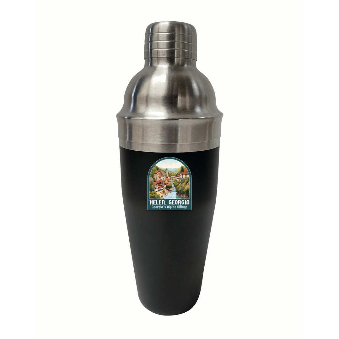 Helen Georgia Alpine Village Design Souvenir 24 oz Stainless Steel Cocktail Shaker Black Image 1