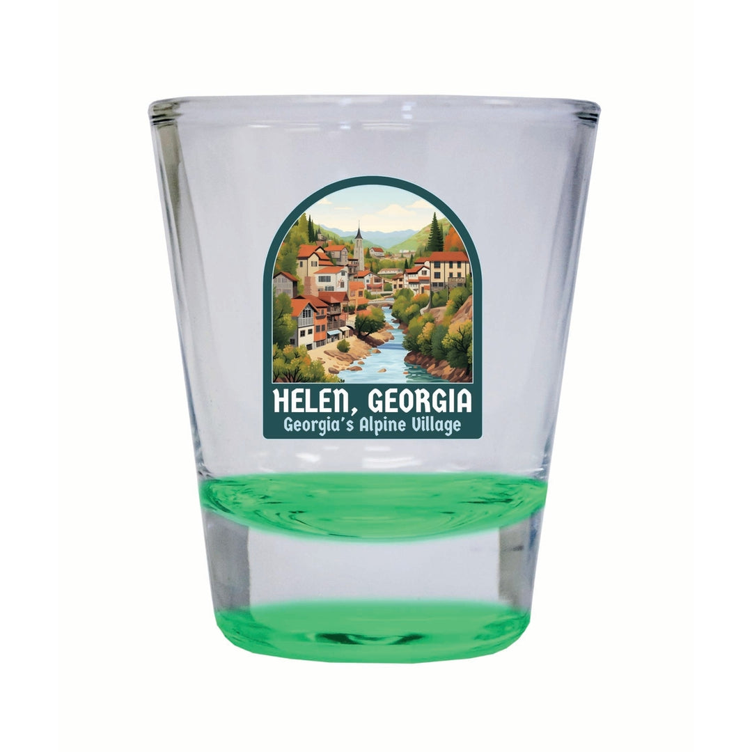 Helen Georgia Alpine Village Design Souvenir 2 Ounce Shot Glass Round Image 4