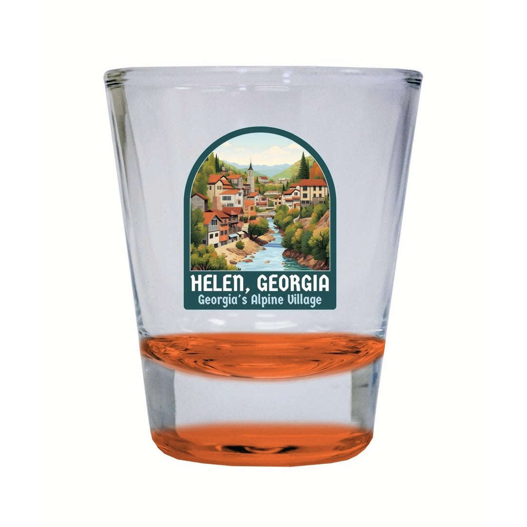 Helen Georgia Alpine Village Design Souvenir 2 Ounce Shot Glass Round Image 1