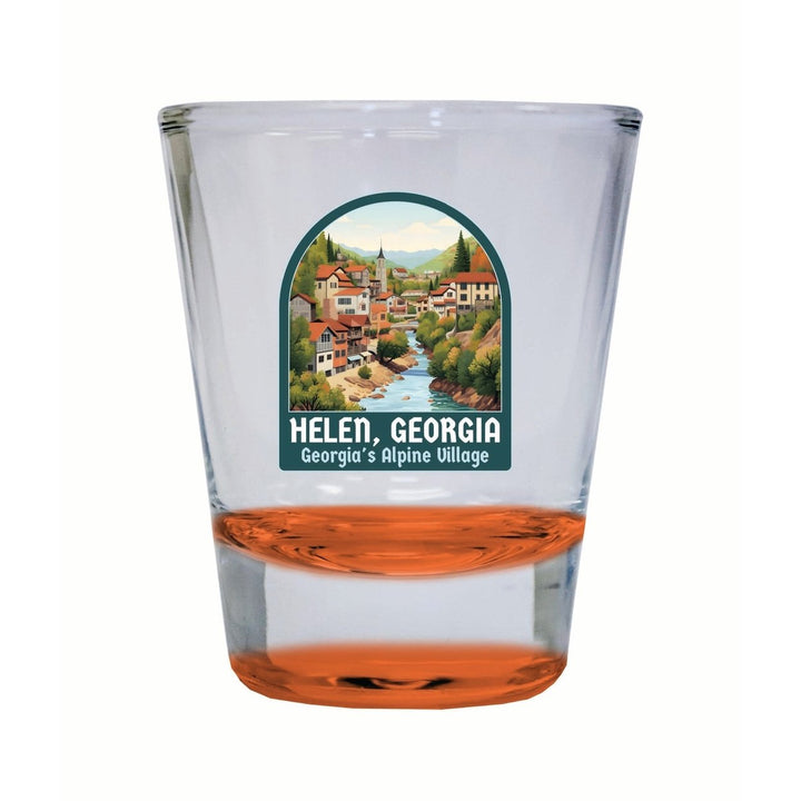 Helen Georgia Alpine Village Design Souvenir 2 Ounce Shot Glass Round Image 1