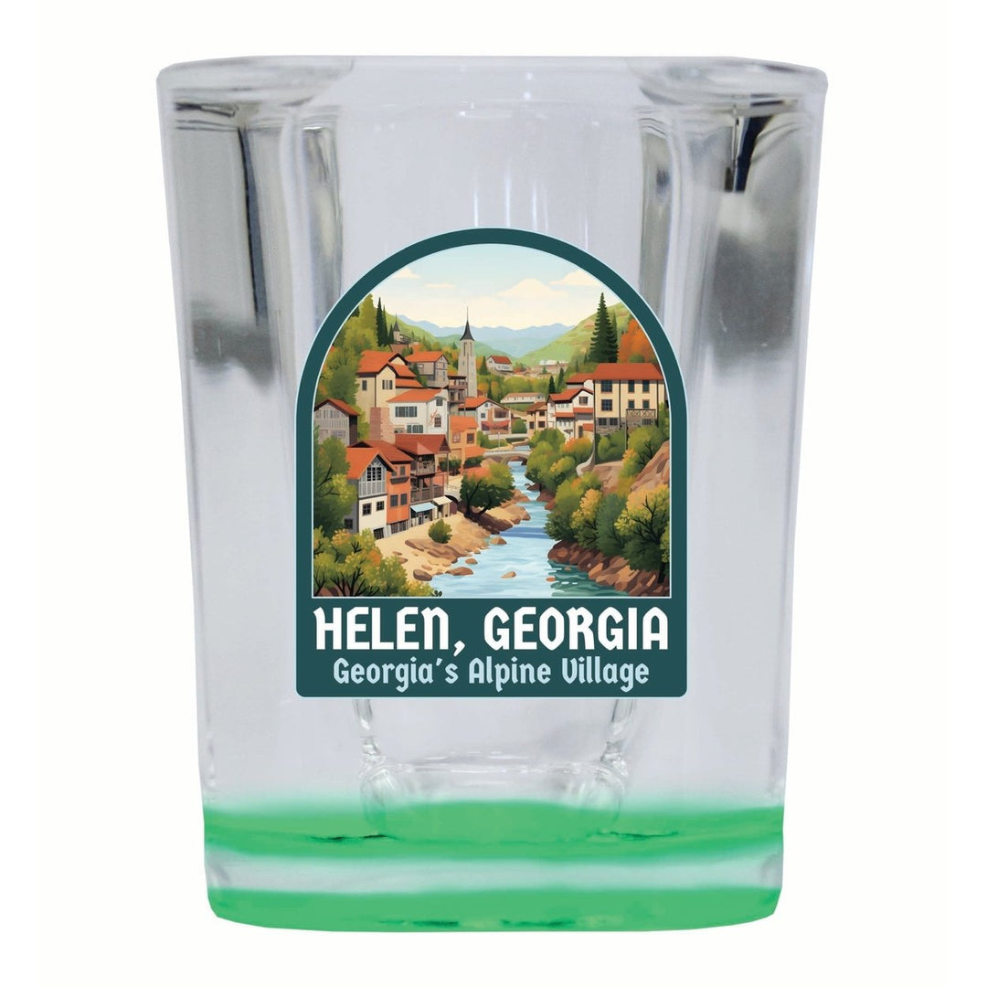 Helen Georgia Alpine Village Design Souvenir 2 Ounce Shot Glass Square Image 1